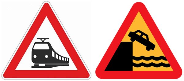 Verkehrsschilder-Bahn-Wasser